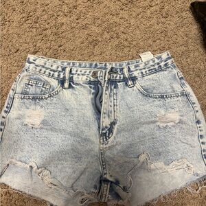 SHEIN Light Blue Distressed Jean Shorts